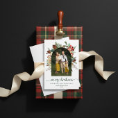 Elegante Groene Boog Kerstmis Foto Feestdagenkaart