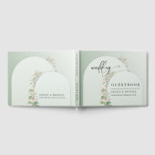 Elegante groene boog lente blozen bloemenbruiloft gastenboek (Volledig)