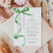 Elegante Groene Boog & Rozenkrans Eerste Heilige C Kaart