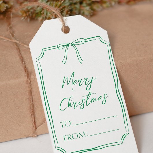 Elegante groene boog  Schattigee kerst Cadeaulabel
