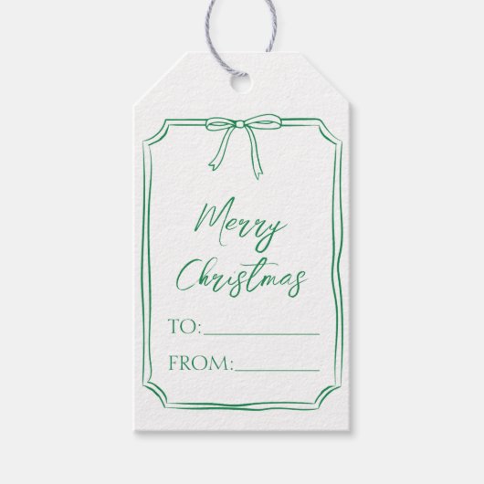Elegante groene boog  Schattigee kerst Cadeaulabel (Voorkant)
