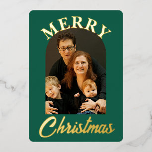 Elegante groene boogfoto folie feestdagenkaart