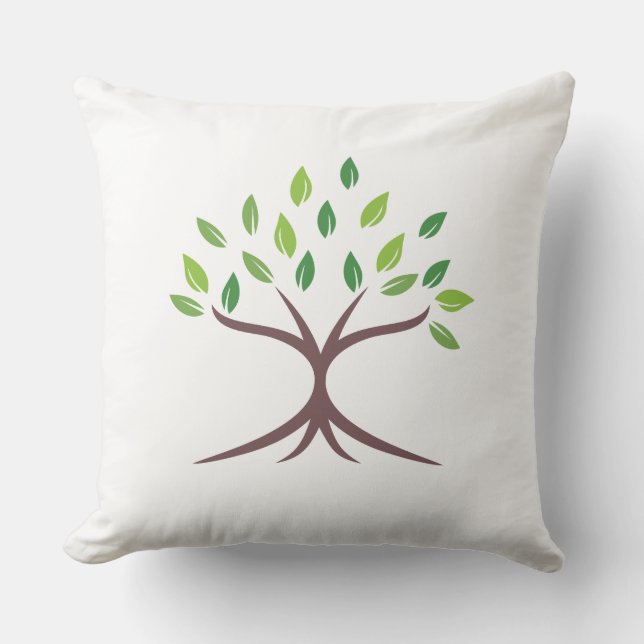 Elegante groene boom minimalistische kunst kussen  (Voorkant)