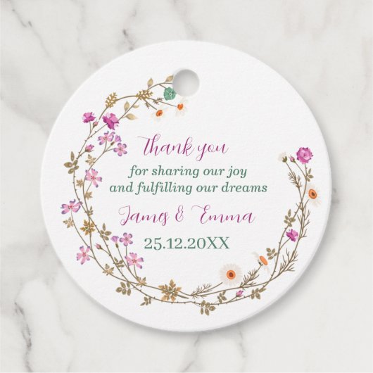 Elegante groene boom verlaat aangepaste bruiloft bedankjes labels (Voorkant)