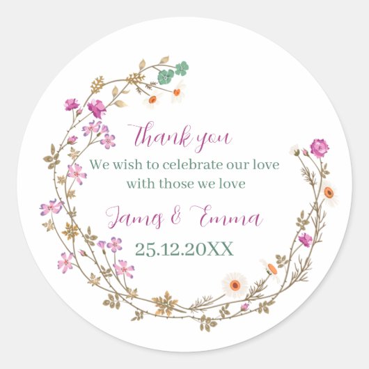 Elegante groene boom verlaat aangepaste bruiloft ronde sticker (Voorkant)