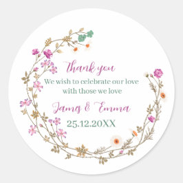 Elegante groene boom verlaat aangepaste bruiloft ronde sticker