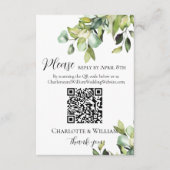Elegante Groene Botanicals Antwoord QR Code Informatiekaartje (Voorkant)