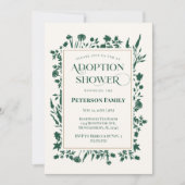 Elegante Groene Botanische Adoptie Douche Kaart (Voorkant)