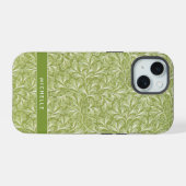 Elegante groene botanische afbeelding met eigen na iPhone 15 case (Achterkant horizontaal)