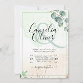 Elegante groene botanische Ampersand-huwelijk Kaart (Voorkant)