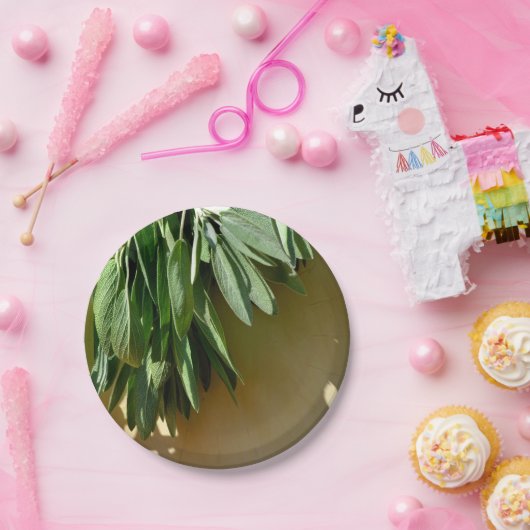 Elegante groene botanische bladeren Fresh-cut krui Papieren Bordje (Feest)