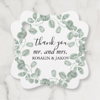 Elegante groene botanische bruiloft bedankjes labels