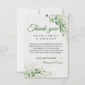 Elegante groene botanische bruiloft bedankkaart (Voorkant)