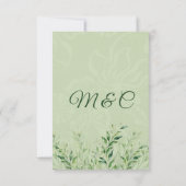 Elegante groene botanische bruiloft bedankkaart (Achterkant)