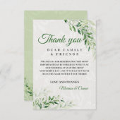 Elegante groene botanische bruiloft bedankkaart (Voorkant / Achterkant)