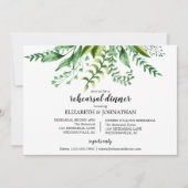 Elegante groene botanische bruiloft repetitie dine kaart (Voorkant)