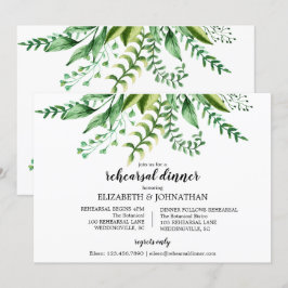 Elegante groene botanische bruiloft repetitie dine kaart