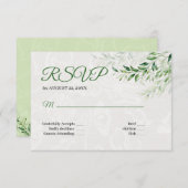 Elegante groene botanische bruiloft RSVP Kaart (Voorkant / Achterkant)
