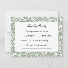 Elegante groene botanische bruiloft RSVP kaartje