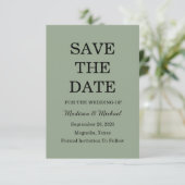 Elegante groene botanische bruiloft save the date (Staand voorkant)