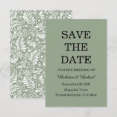 Elegante groene botanische bruiloft save the date (Voorkant / Achterkant)