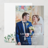 Elegante Groene Botanische Bruiloft Save The Date (Voorkant / Achterkant)