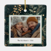 Elegante groene botanische dubbelzijdig keramisch ornament (Achterkant)