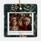 Elegante groene botanische dubbelzijdig keramisch ornament (Voorkant)