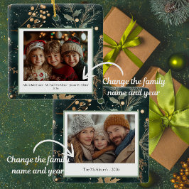 Elegante groene botanische dubbelzijdig keramisch ornament