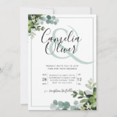 Elegante groene botanische et cetera trouwkaart kaart (Voorkant)
