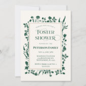 Elegante Groene Botanische Foster Care Douche Kaart (Voorkant)