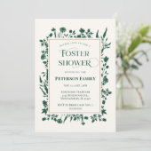 Elegante Groene Botanische Foster Care Douche Kaart (Staand voorkant)