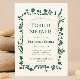 Elegante Groene Botanische Foster Care Douche Kaart