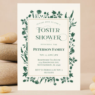Elegante Groene Botanische Foster Care Douche Kaart