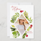 Elegante groene botanische foto  feestdagenkaart (Voorkant)