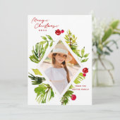 Elegante groene botanische foto  feestdagenkaart (Staand voorkant)