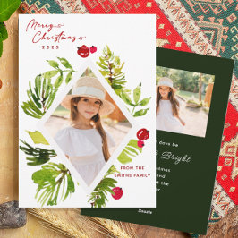 Elegante groene botanische foto  feestdagenkaart
