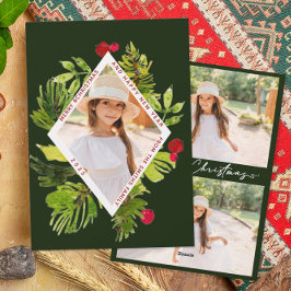 Elegante groene botanische foto  feestdagenkaart