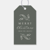 Elegante groene botanische gepersonaliseerde Kerst Cadeaulabel (Voorkant)