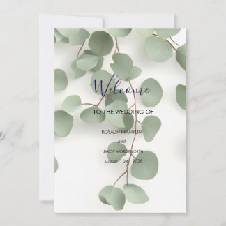 Elegante groene botanische huwelijks welkomstbord feestdagenkaart