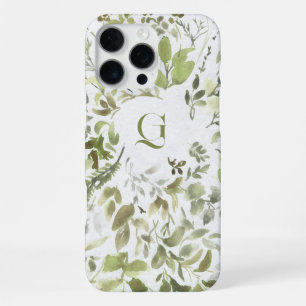 Elegante groene botanische Initiële monogram iPhone 16 Pro Max Hoesje