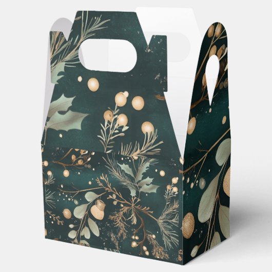Elegante groene botanische kerst bedankdoosjes (Geopend)
