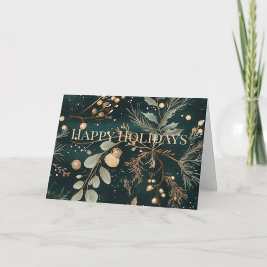 Elegante groene botanische kerst kaart (Voorkant)