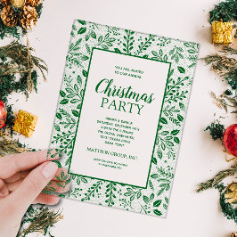 Elegante groene botanische Kerstfeest Acryl Uitnodigingen