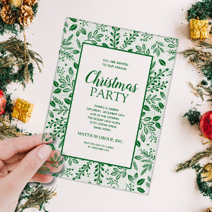 Elegante groene botanische Kerstfeest Acryl Uitnodigingen