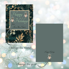 Elegante groene botanische kerstpatroon vakantie kaart