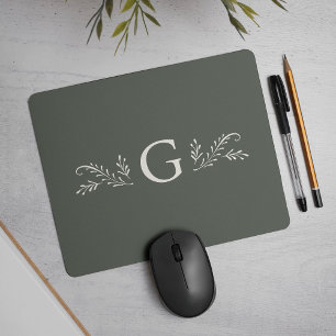 Elegante Groene Botanische Monogram Muismat