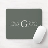 Elegante Groene Botanische Monogram Muismat (Met muis)