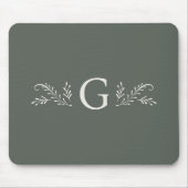 Elegante Groene Botanische Monogram Muismat (Voorkant)