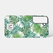 Elegante Groene Botanische Pal Bladeren Monogram Samsung Galaxy Hoesje (Achterkant horizontaal)